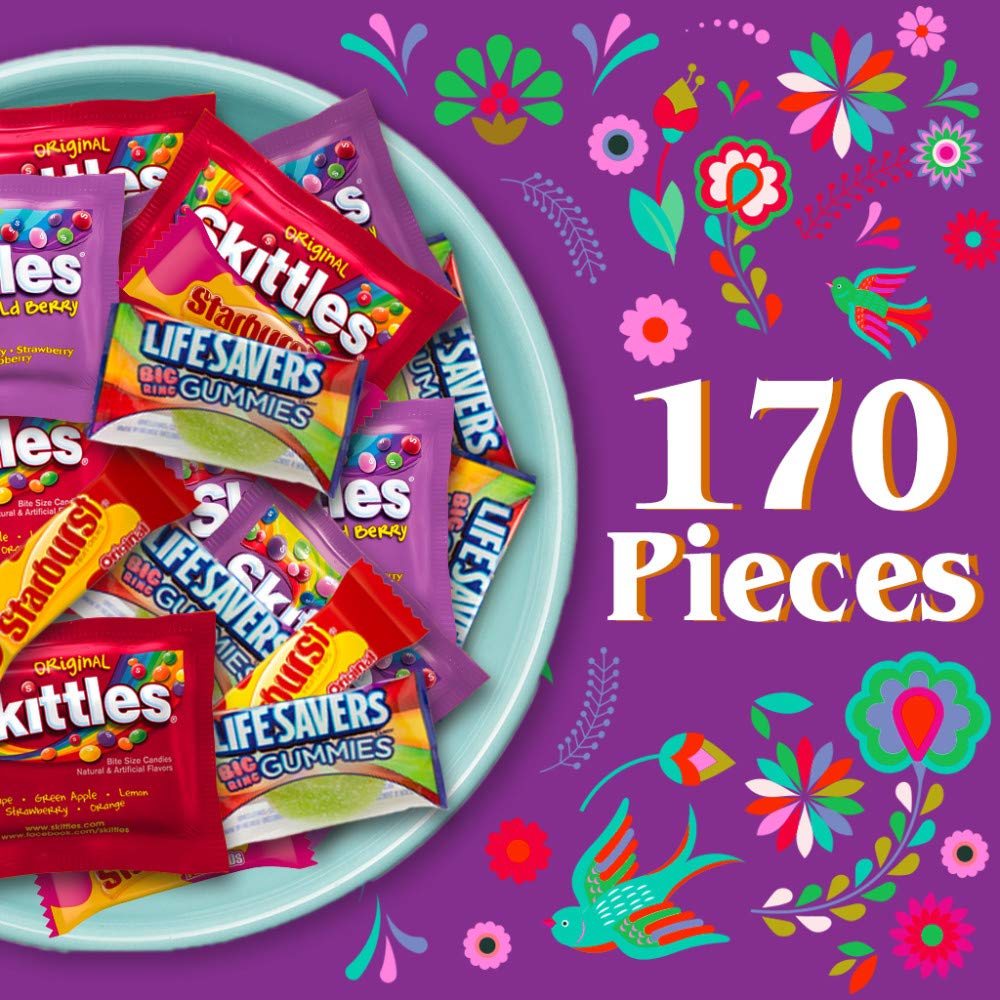 SKITTLES, STARBURST, and LIFE SAVERS Gummies Halloween Candy Bag, 170 Fun Size Pieces, 63.43 ounce : Grocery & Gourmet Food