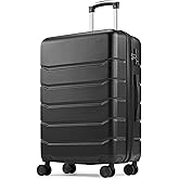 Sweetcrispy Carry on Luggage, Hard Shell ABS Suitcase with Double Spinner Wheels, Lightweight Expandable Rolling Suit Case with TSA Lock, 20 Inch Bronze Black