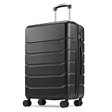 Sweetcrispy Carry on Luggage, Hard Shell ABS Suitcase with Double Spinner Wheels, Lightweight Expandable Rolling Suit Case with TSA Lock, 20 Inch Bronze Black