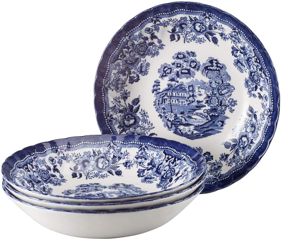 Tonquin Blue by Queen's, 9" All Purpose Bowls, Set of 4