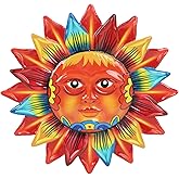 dreamskip Sun Flower Wall Decor, 12 inches Hanging Metal Wall Art, Sun Face Outdoor Wall Sculptures & Statues for Garden Fence Patio Yard Living Room Bedroom Decorations Yellow