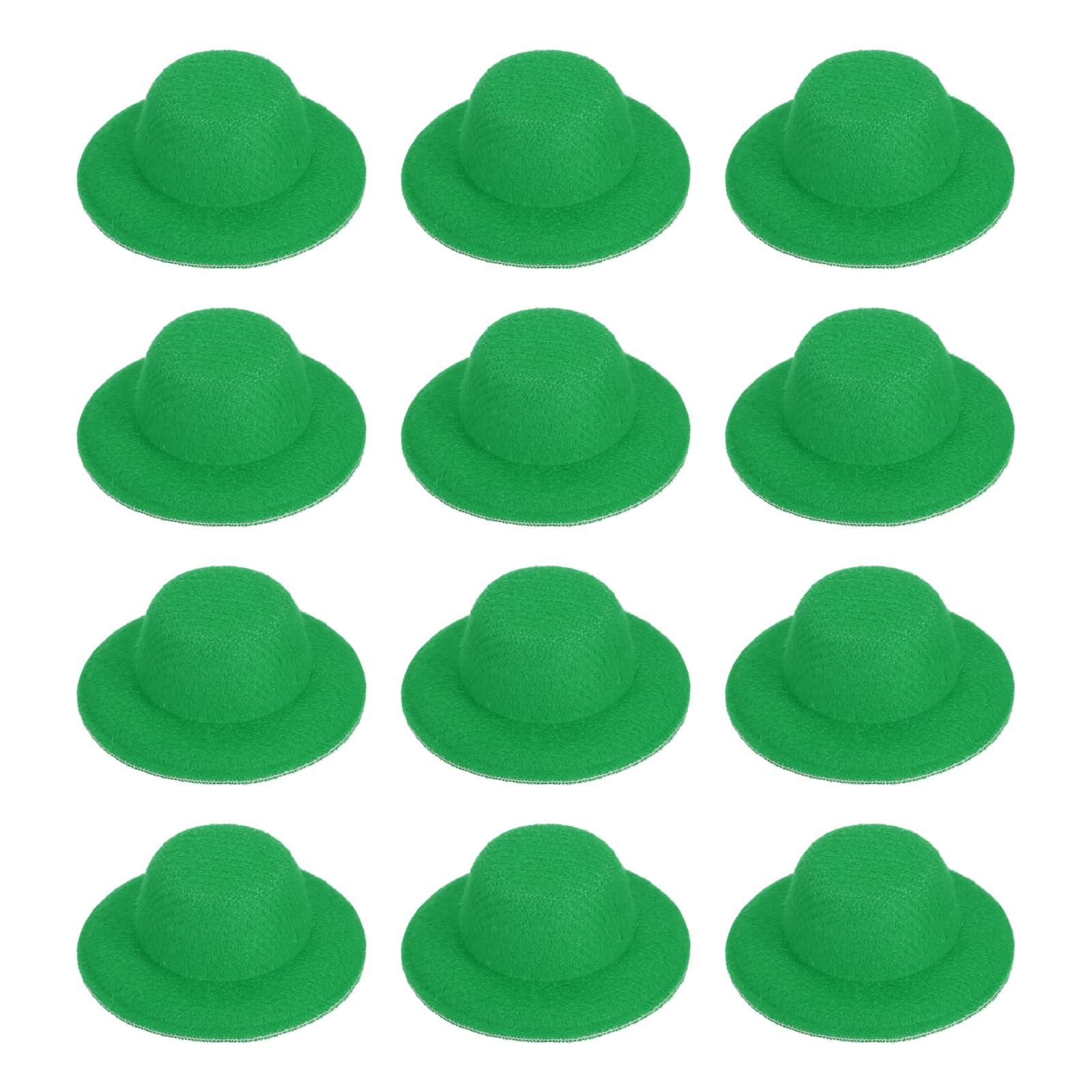 PATIKIL 4 Inch Mini Formal Hats, 12 Pcs Miniature Doll Hats Mini Top Hat for Crafts Hair Accessories Decorate Doll Snowman, Green