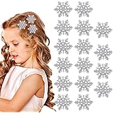 16 Pcs Snowflake Hair Clips Glitter Snowflake Hair Accessories Hairpins for Women Glitter Christmas Hair Barrettes Alligator Clips for Winter Holiday Party Supplies Party Favors