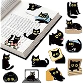 30Pack Cute Black Cat Bookmark Magnetic Bookmarks for Reading Women Men Kids Teacher Book Lovers Gifts, Unique Personalized Bookmarks Bulk Magnet Bookmark Clips Pretty Funny Novelty Page Book Markers
