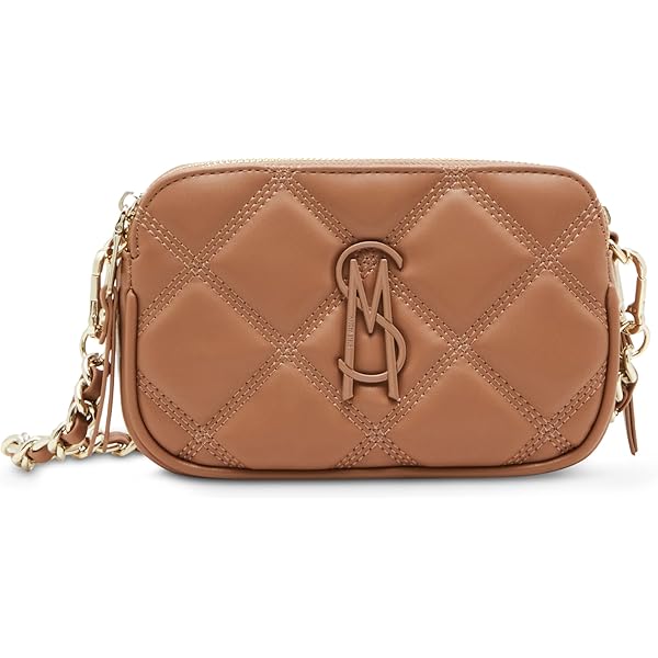 Steve Madden Daisy Quilted Double Zip Crossbody, Light Grey