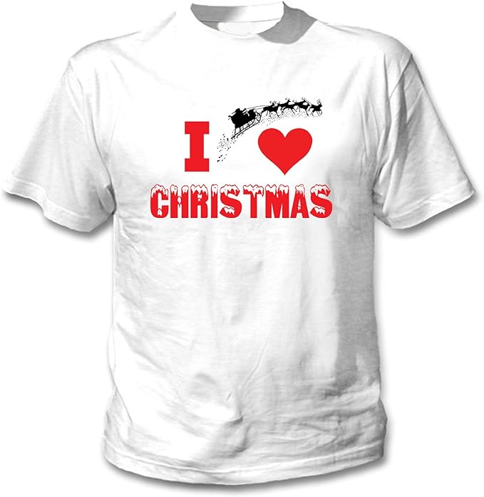 teesquare1st Men's I Love Christmas White TShirt Amazon.de Bekleidung