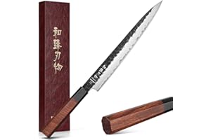 HEZHEN Carving Knife for Meat, 10 Inches, Meat Cutting and BBQ Knife, 3 Layers High Carbon Clad Steel Brisket Slicing Knife,B