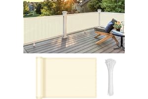 LOVE STORY Balcony Privacy Screen, 3' x 16' Beige Privacy Screen Fence Cover, HDPE Material 90% UV Protection and Weather-Res