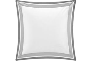 CASA BOLAJ DESIGNED TO DREAM Shading Collection 2 pieces in a Pack Euro Square Pillow Sham Covers 100% Egyptian Cotton Sateen 400 Thread Count 26”x26” with 1" flange Suitable Filling Size 28"x 28" (WHITE/TAUPE/GREY)
