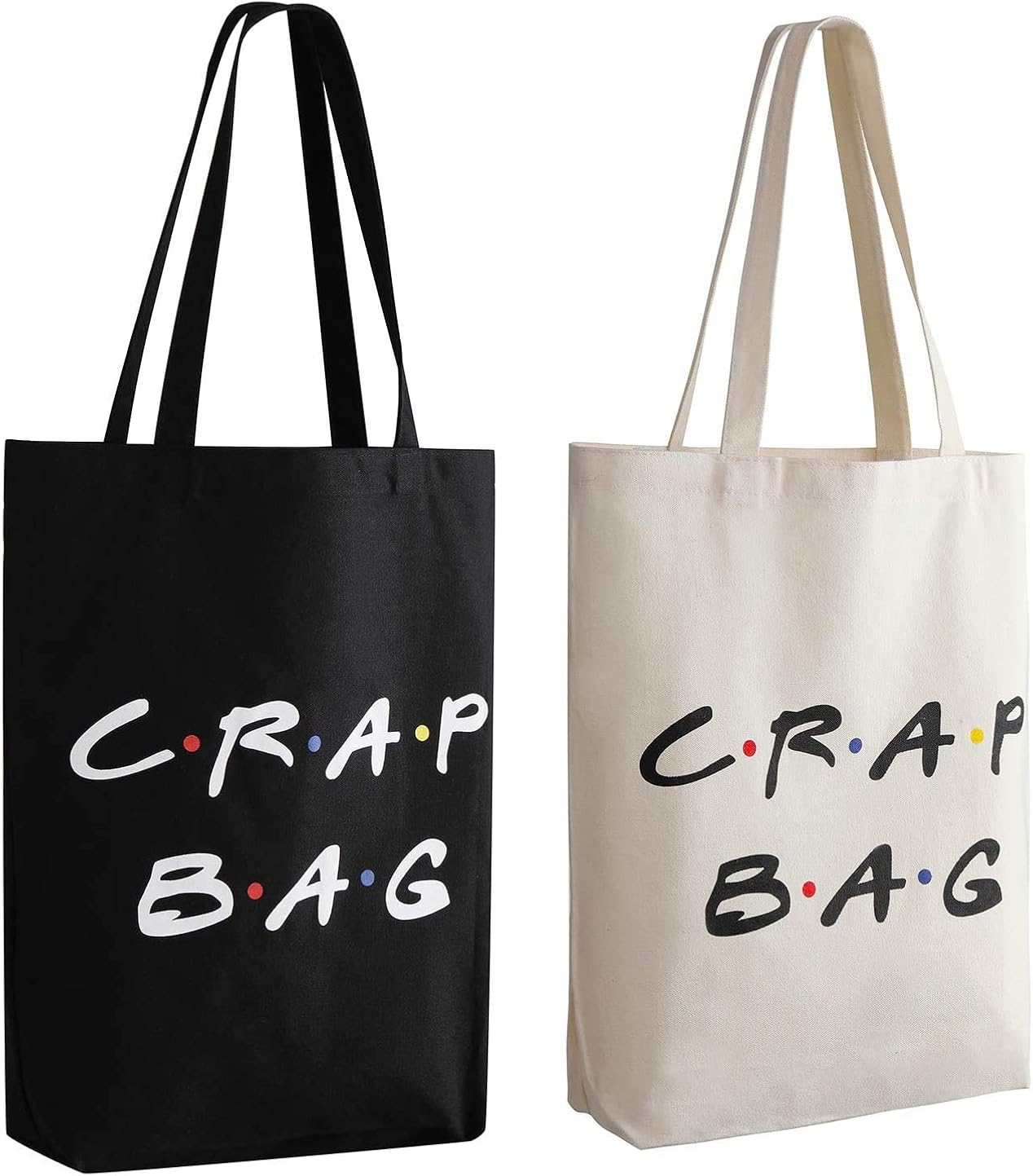 Friends TV Show Crap Bag, 2 Pack Large Canvas Reusable