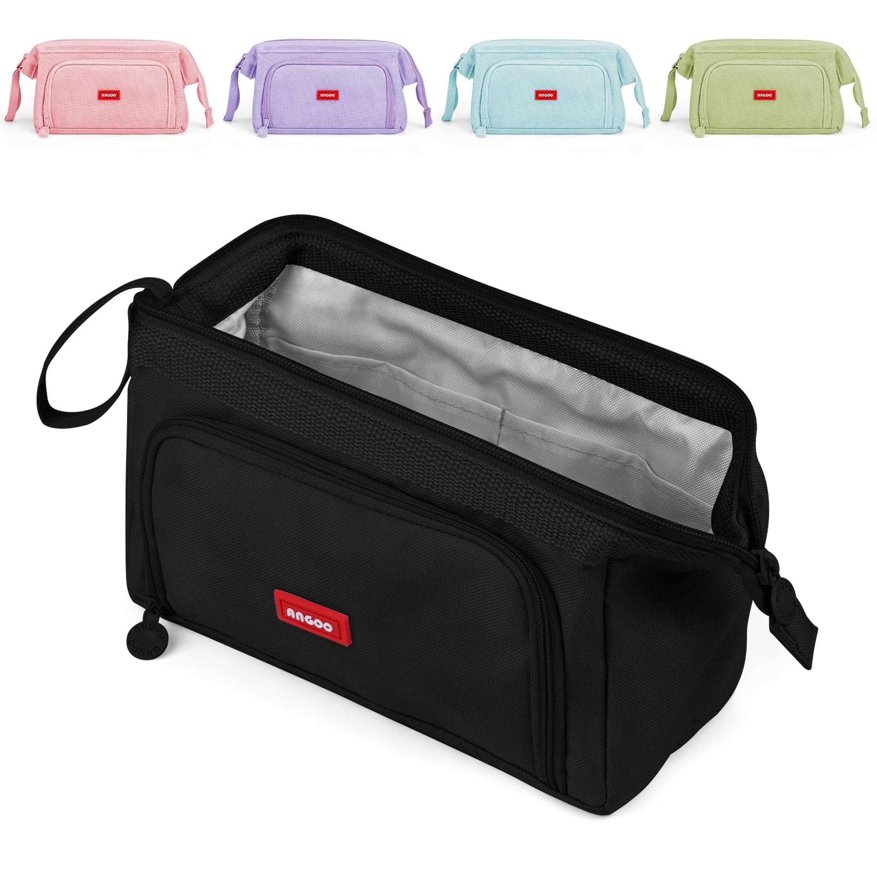 Mamowla Large Pencil Cases for Girls Super Big Pencil Case for Women Zipper Smoothy Pen Case Pouch Holder Stationery Organizer Duarable School Pencil Cases for Teenage Girls Boys Black — image 1