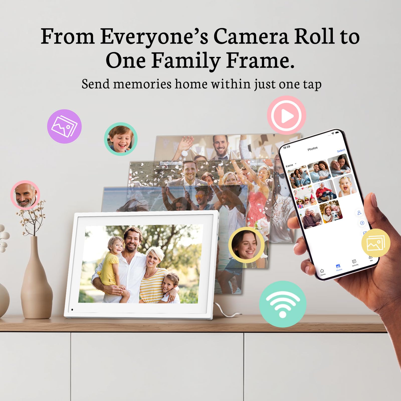 BSIMB 15.6 Inch Digital Calendar - Chore Chart, Meal Planner, Rewards System, Photo Display, Smart Electronic Calendar Touchscreen Interactive Hearth Display for Family Schedules, Seamless Scheduling White