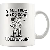 Panvola Y'all Mind If I Do Some Lollygaggin Sarcastic Gifts Cowboy Frog Mugs with Sarcastic Quotes Gifts For Coworkers Friends Joke Humor Sarcasm Sayings Novelty Drinkware Ceramic Mug 11 oz White