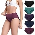 BAMBOO COOL Women's Underwear Mid Waisted Brief Ladies Seamless Panties Moisture Wicking Stretchy Full Coverage 5 Pack