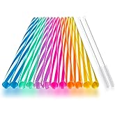 Reusable Silicone Drinking Straws, 12 Pcs Eco Friendly Silicone Straws with 2 cleaning Brushes,for 30oz and 20oz Tumblers, Rt
