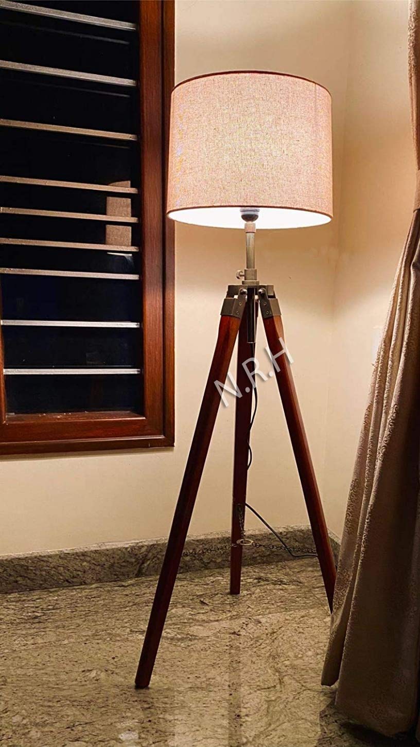 Nautical Replica Hub Brown Tripod Floor Lamp for Living Rooms - Match Your Bedroom's Mid Century Modern or Farmhouse Decor with This Vintage Standing Light (Without Shade)