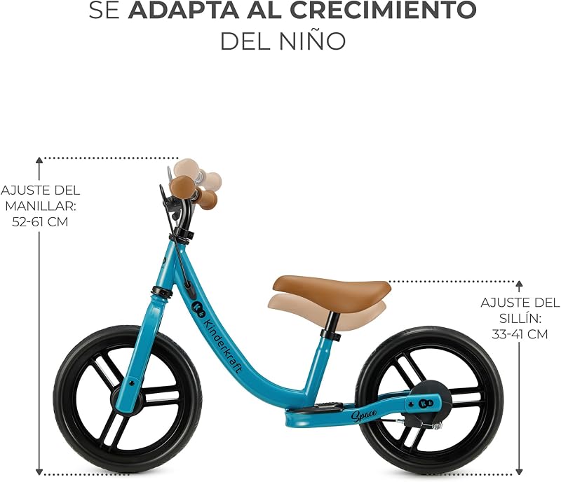 Espaço 2 Bicicleta sem pedais, Bicicleta de rapaz de 2 anos, Bicicleta de 2 rodas, Sela ajustável, com travão, Leve, 3,6 kg, 28 cm de diâmetro, 35 kg, Azul
