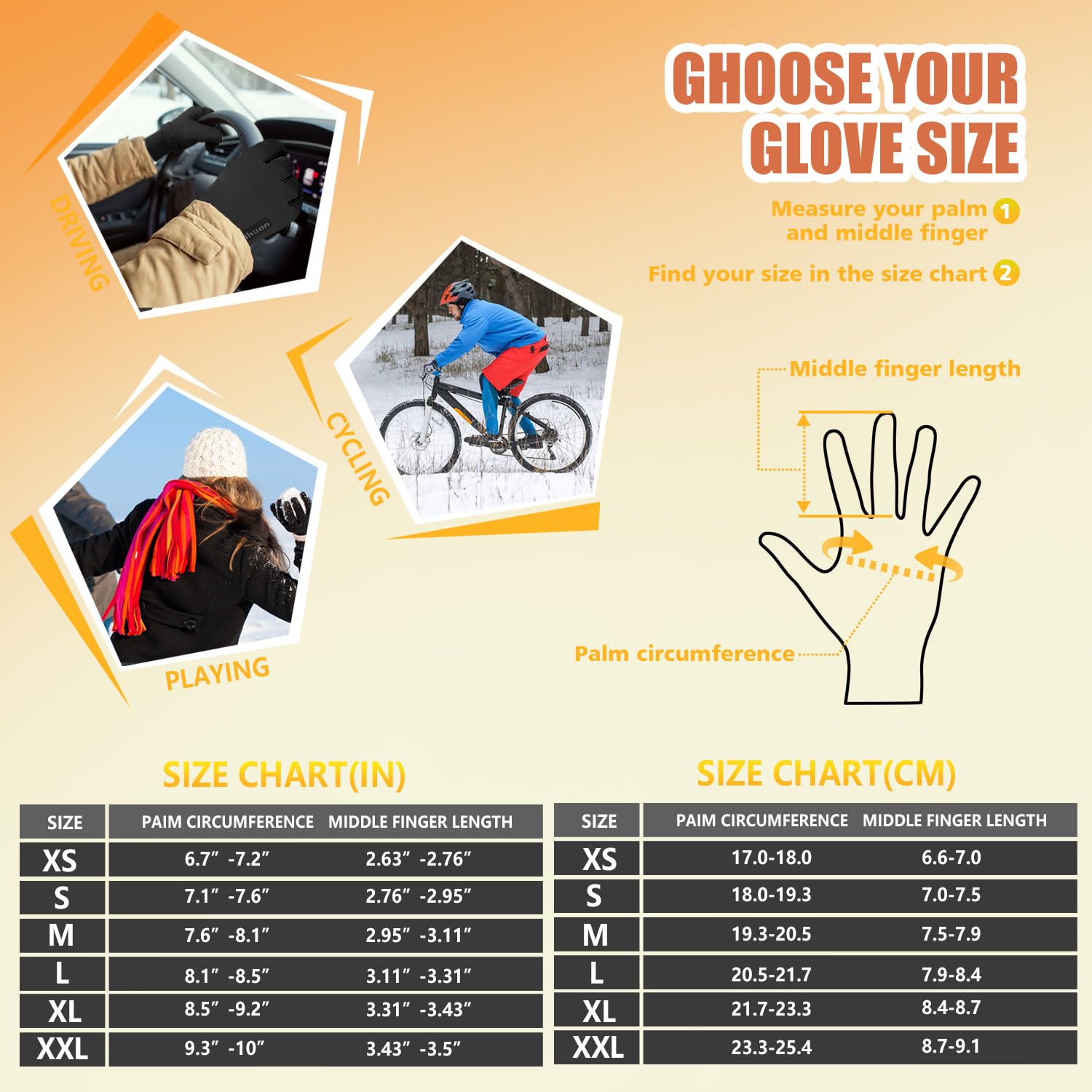 ihuan Winter Waterproof Gloves Cold Weather - Snow Ski Windproof for Men Women, Warm Touchscreen Thermal for Running Cycling