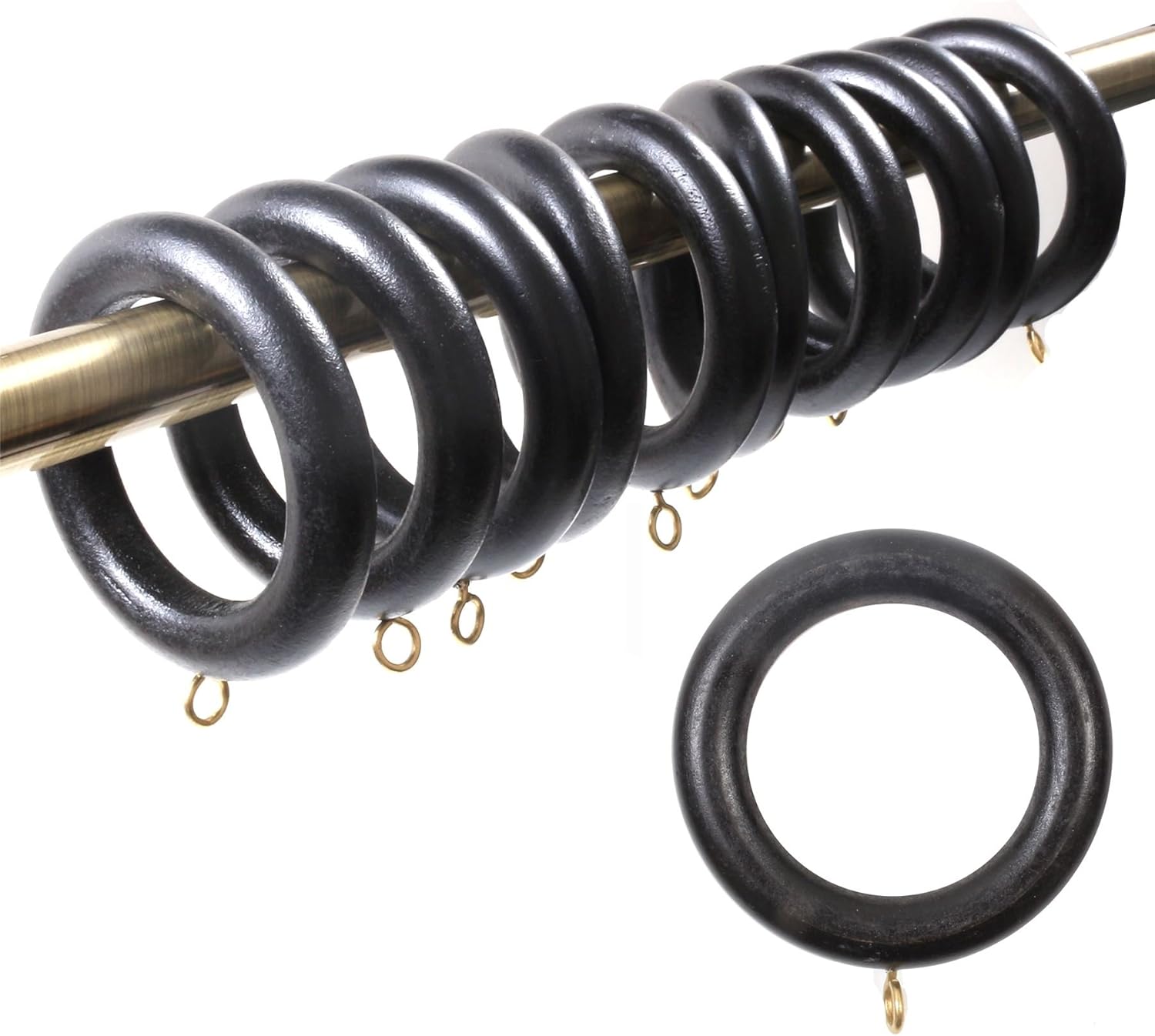 20x Black Wooden Curtain Rings 40mm Amazon Co Uk Kitchen Home