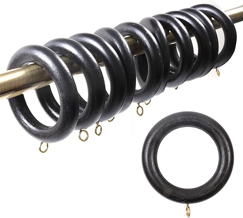20x Black Wooden Curtain Rings 40mm Amazon Co Uk Kitchen Home