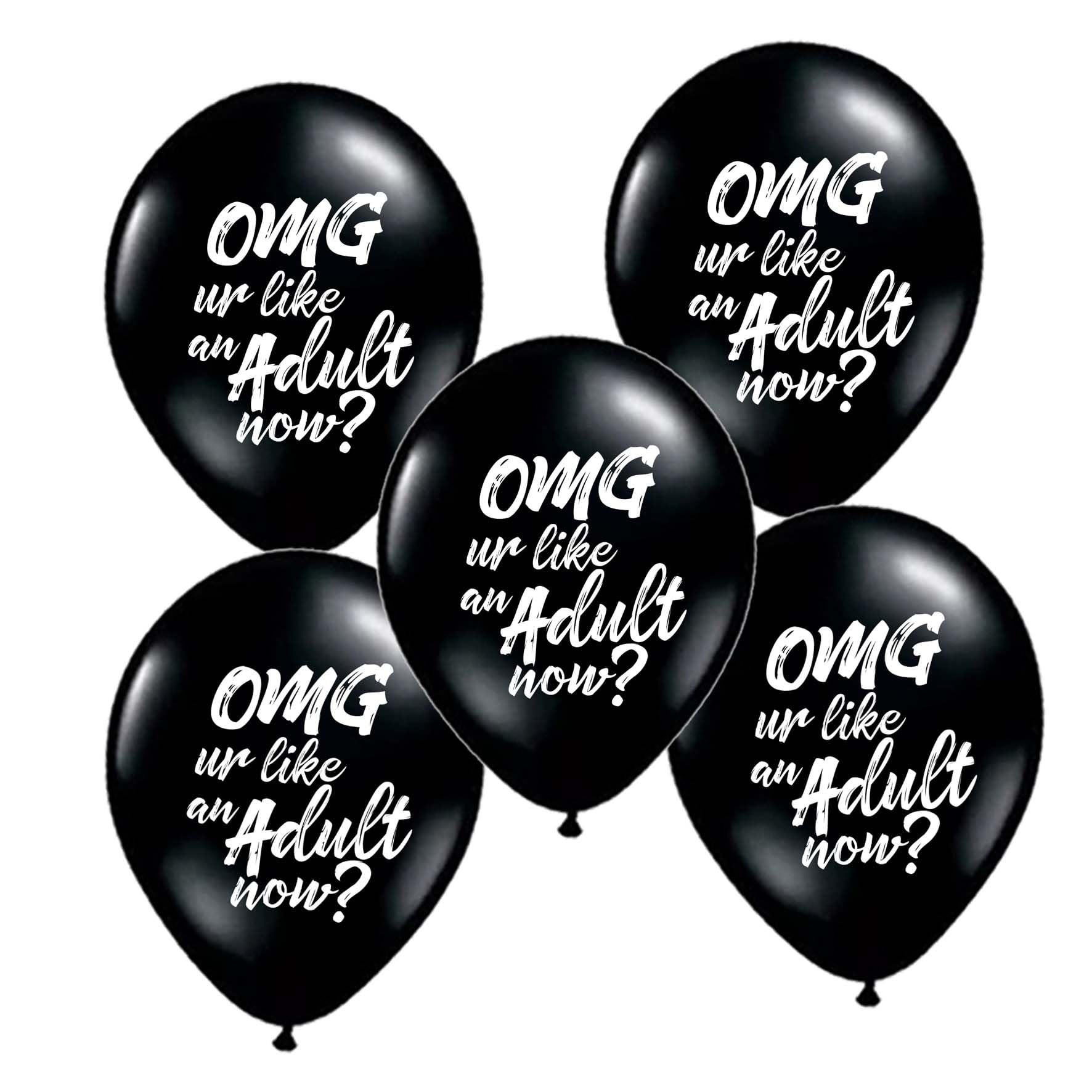 Photo 1 of 18th Birthday Balloons, 16Pcs OMG UR Like an Adult Now Black Latex Balloons, Funny 18th Adult Party Balloons for 18 Years Old Girls Boys Son Birthday Celebration Kit 12Inch(18th)