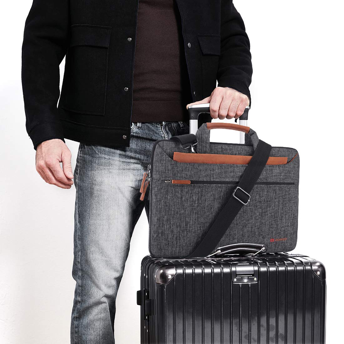 Laptop Hardcase Cover DOMISO 17-17.3 Inch Laptop Bag Briefcase Shoulder Bag Compatible With 17.3 Inch Dell HP Pavilion 17 ProBook 470 MSI GS73VR Stealth PRO Lenovo Acer ASUS, Black Price In Udi