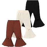 Mioglrie Baby Girl Pants Toddler Leggings 3 Pack Flare Newborn Baby Pants 3 6 9 12 18 24 Months Bell Bottoms for Girls