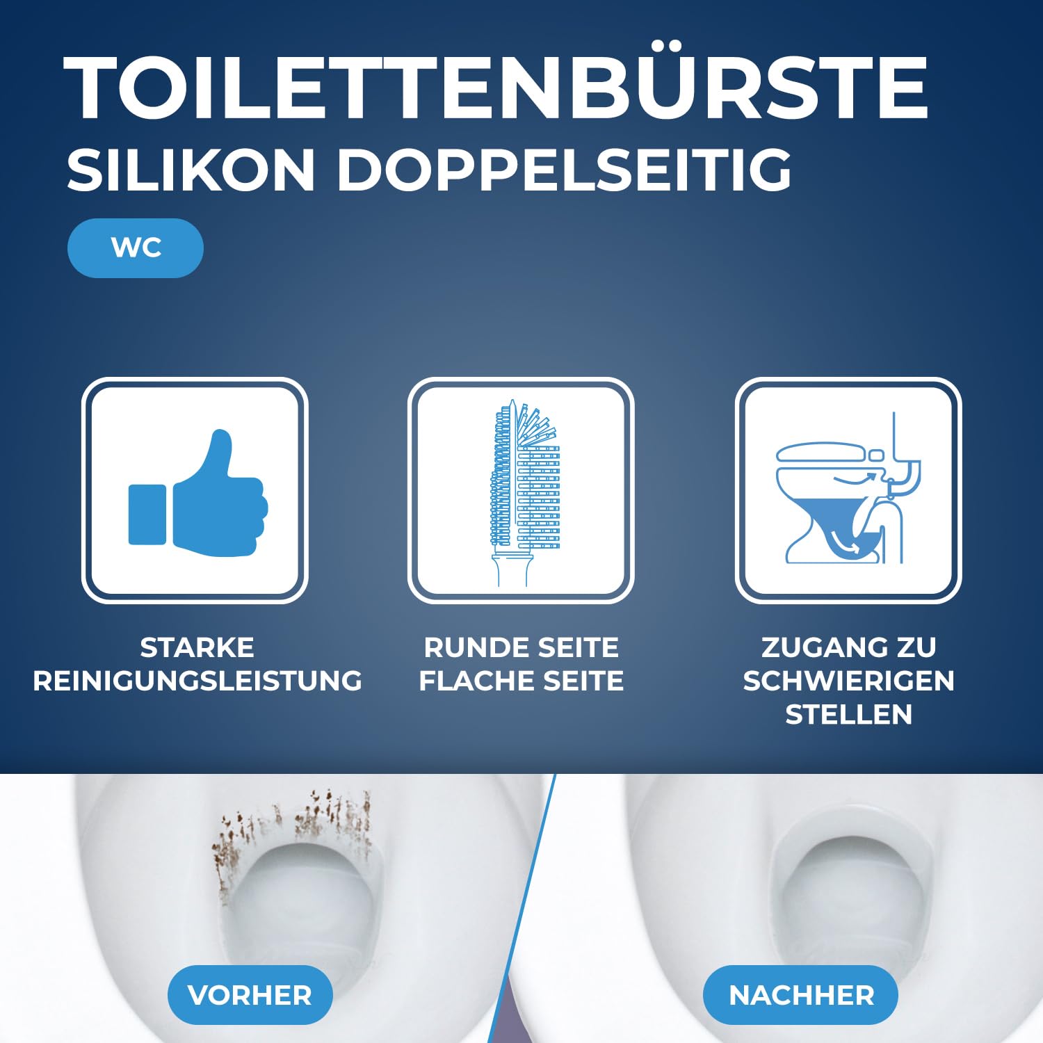 STARWAX WC-Bürste Silikon doppelseitig Weiß 3