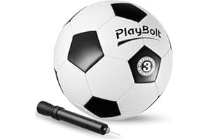 PlayBolt Soccer Ball Size 2/3/4 or 5 - Premium PVC Leather Cover - Youth Soccer Balls with Pump - Sports Training, Practice, Match & Game Ball for Kids, Toddlers, Teens & Adults (Pack of 1 or 4)