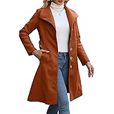 Bgylu Wool Coats for Women Winter Long Pea Coats Stand Collar Single Breasted Trench Coat with Belt