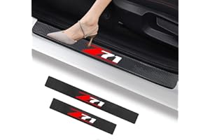 QZTYTY 4PCS Carbon Fiber for Silverado Accessories Door Sill Protector Z71 Door Sill Scuff Plate Threshold Guard Cover Trim Reflective Automotive Door Sill Sticker