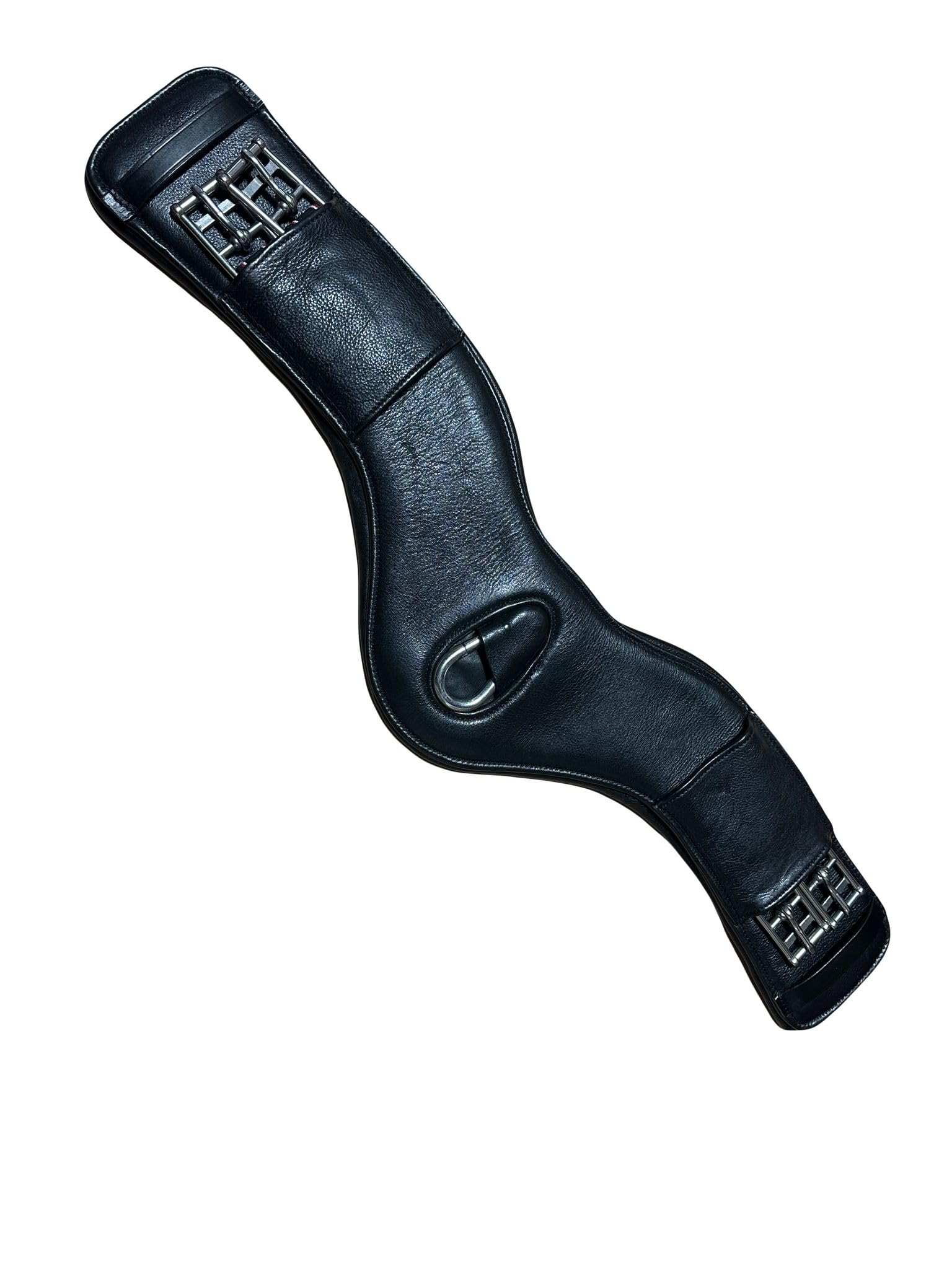 Anatomical Dressage Girth Short Girth Extremely Soft Leather Black & Brown (Black, 95 cm)
