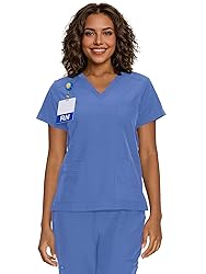 floralhue Scrub Tops for Women, Curved V-Neck Scrub