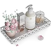 Bathroom Vanity Tray - Small Rectangle Decorative Tray - 11 Inch White Perfume Makeup Tray for Bathroom Counter