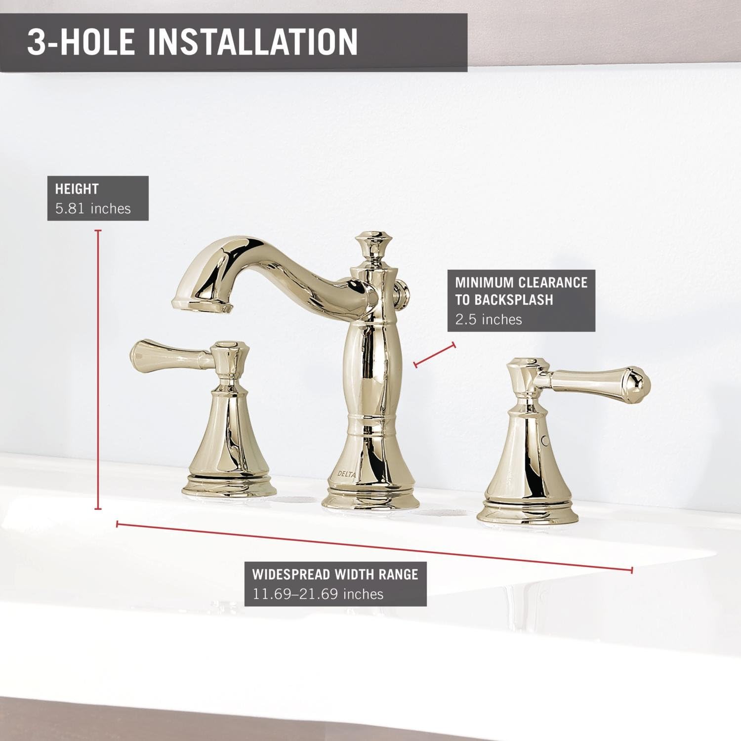 Delta Faucet Cassidy 2 Handle Widespread Bathroom Faucet With