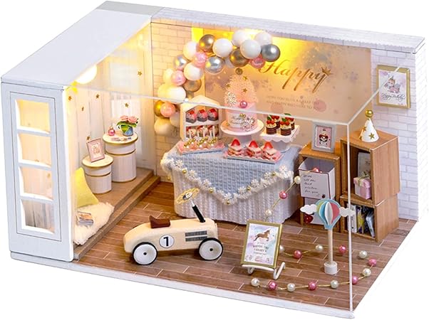 Amazon Abbraccia 1 24スケール ミニチュア お菓子屋モデル ドールハウス Diy 手作りキット ライト付き 家具セット プラモデル 通販