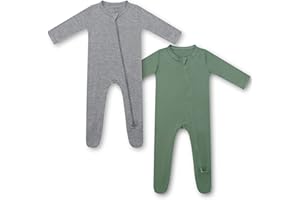HAPIU Rayon from Bamboo Baby Footed Pajamas, 2 Way Zipper YKK, Footie for Baby Boy Girls, Newborn-24 Months