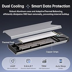 SSK M.2 NVME SATA SSD Enclosure Adapter, USB 3.2