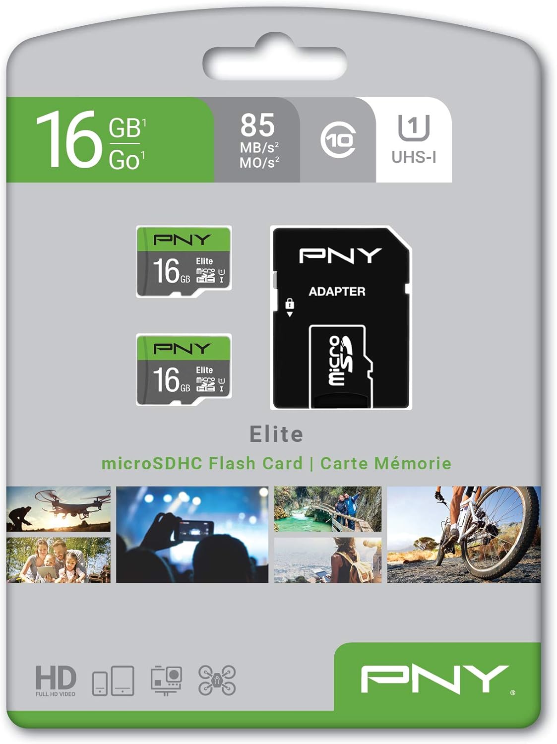 PNY 16GB Elite Class 10 U1 MicroSDHC Flash Memory Card 2-Pack: Computers & Accessories
