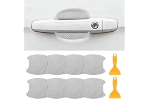 PATIKIL 3.54" x 3.94" Car Door Handle Sticker, 8Pcs Carbon Fiber Anti-Scratches Vehicle Door Cup Protector with Scraper Auto 