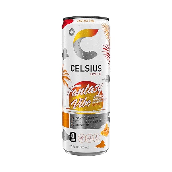 CELSIUS SPARKLING FANTASY VIBE, FUNCTIONAL ESSENTIAL ENERGY DRINK, 12 FL OZ (PACK OF 12)