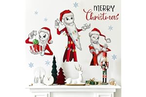 Yovkky Merry Christmas Nigh.tmare BEF.ore Xmas Wall Decals Stickers, Jack Skellington Santa Claus Snowflakes Winter Home Bedroom Decor, 2024 New Year Holiday Party Kitchen Living Room Decorations Art