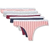 Tommy Hilfiger womens Classic Cotton Thong Underwear With Logo Waistband 5-pack