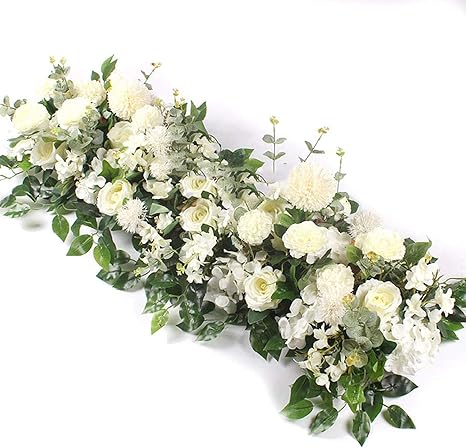 Amazon Com 100cm And 50cm Custom Artificial Flowers For Wedding Wall Arrangement Supplies Silk Peonies Fake Flower Row Arch Backdrop Decor White 100cm Home Kitchen