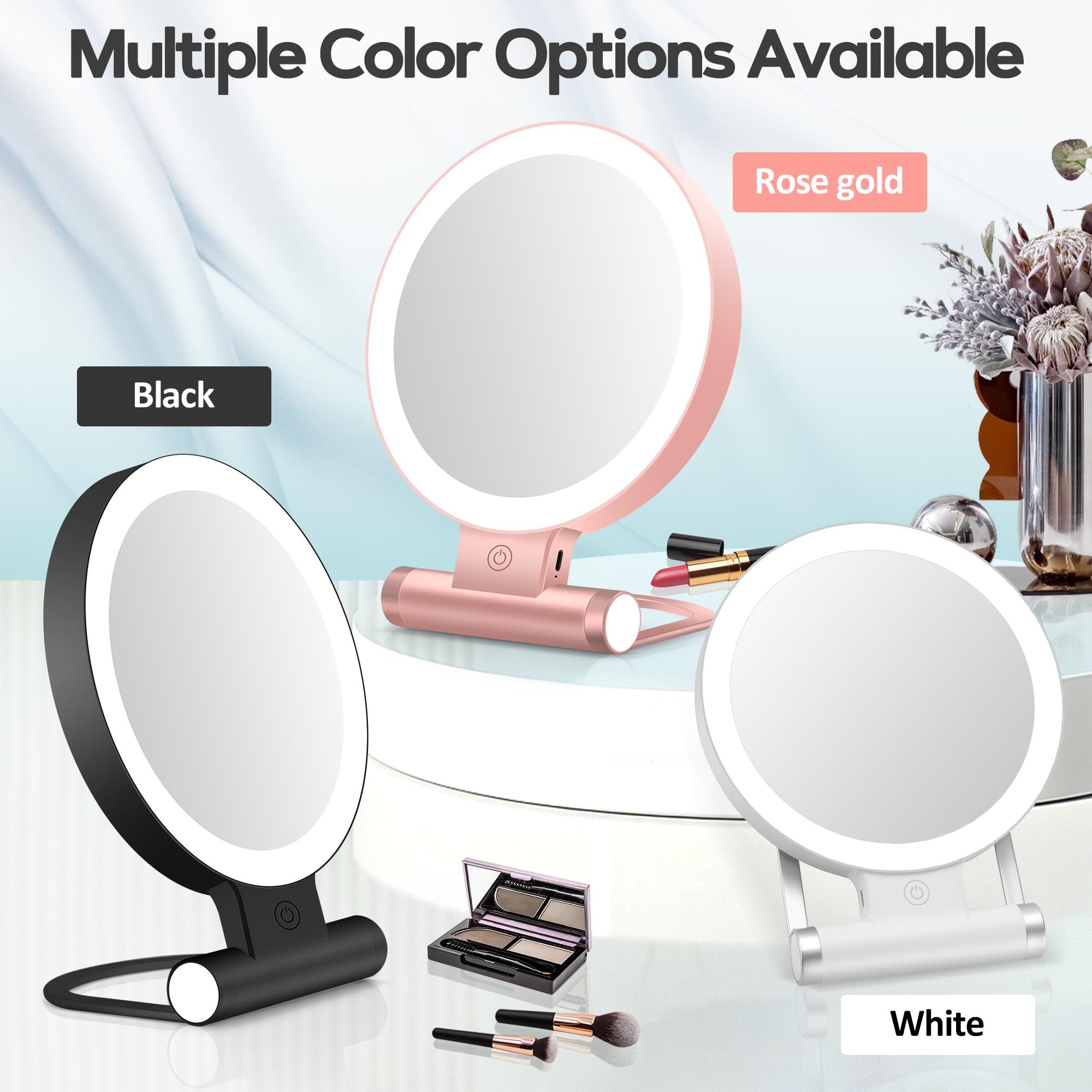 B Beauty Planet Magnifying Mirror with Light 30X, Double-Sided 1X/ 30X Magnifying Makeup Mirror with Tweezer, 2000mAh 3 Colour Modes with Adjustable Brightness,Foldable Travel Mirror(9