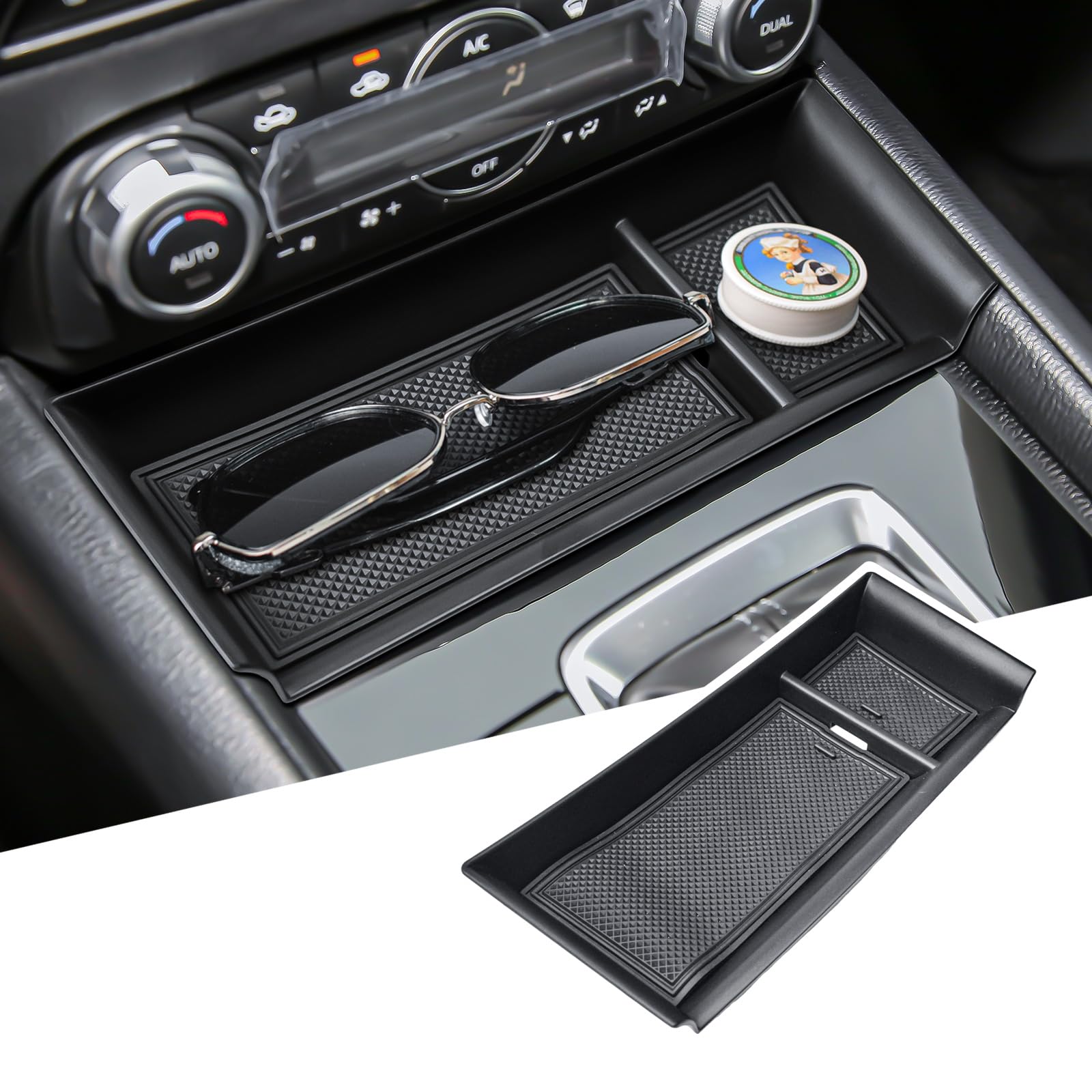 Photo 1 of 2022-2025 CX5 Center Console Organizer Compatible with 2022 2023 2024 2025 Mazda CX-5 Accessories, Dual-Layer Middle Console Insert Tray Hidden Storage Compartment - ABS Open Pocket Cover