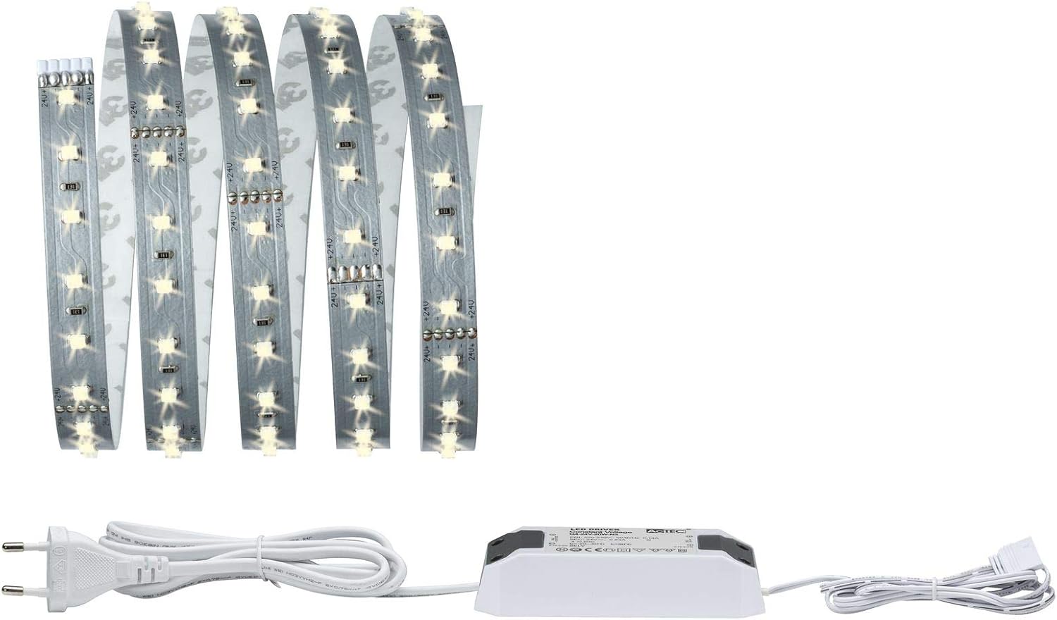 Paulmann 70577 Function MaxLED 500 Basicset 1.5m Warm White 10W 230/24V 20VA Silver, 150 x 12.5 x 0.3 cm