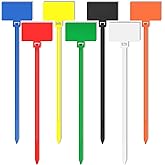 NATZERAT Cable Zip Tie with Tag,Wire Zip Ties with Label,200 Pcs 4 inch Plastic Nylon Cable Ties,Multi Color Self-Locking Write on Tie Wraps