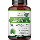 Zazzee USDA Organic Saw Palmetto 20:1 Extract, 40% Fatty Acids, Vegan | 120 Capsules, 4 Month Supply, Daily Wellness &amp; Men&rsquo;s Health Support, Serenoa Repens, Non-GMO, Made in the USA