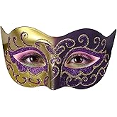Masquerade Mask for Women Men Couple Venetian Mask Vintage Retro Mask for Halloween Costume Party Mardi Gras (Gold Purple)